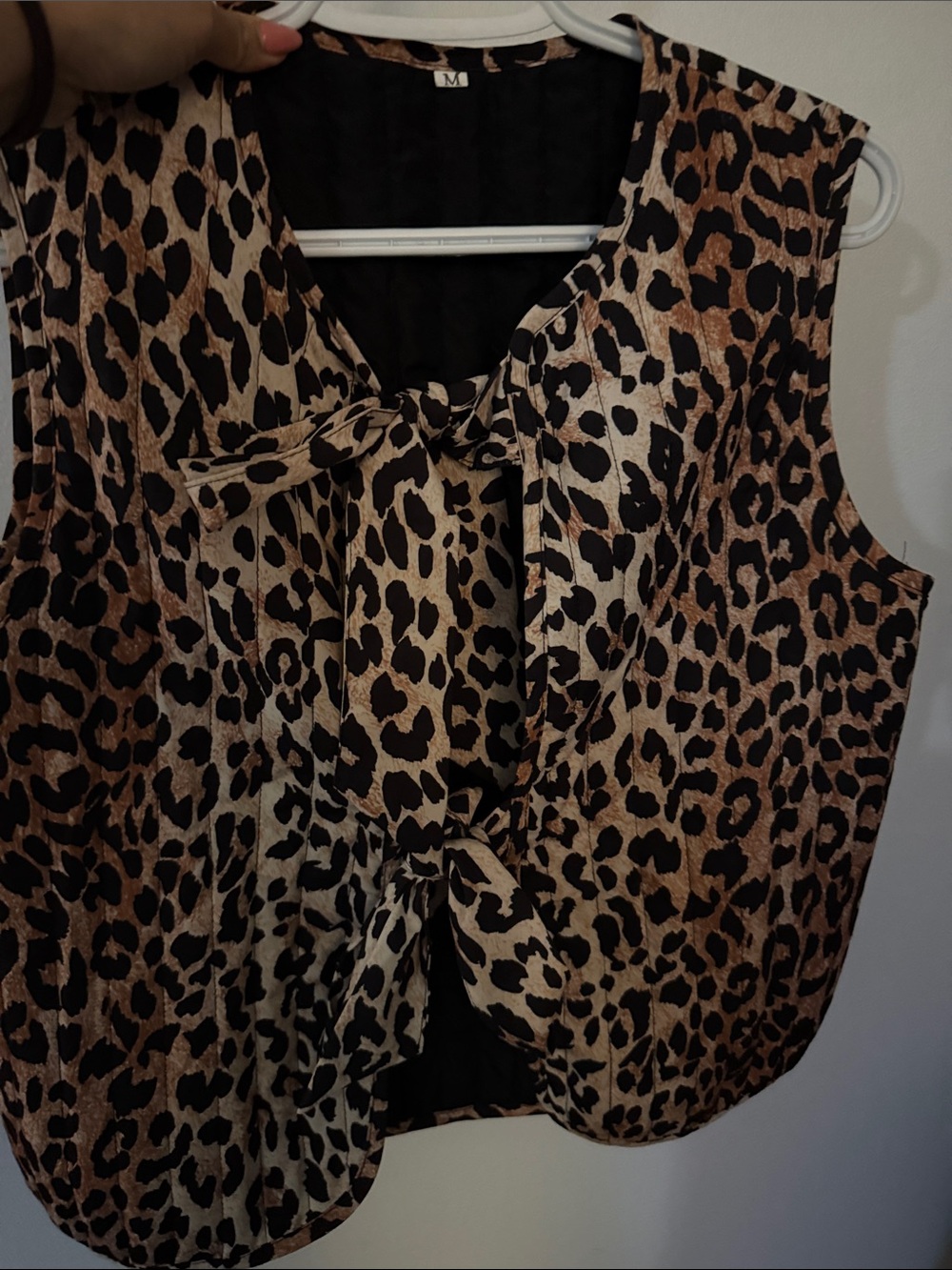 Sleeveless Leopard Print Tie-Front Blouse - Brown/Black